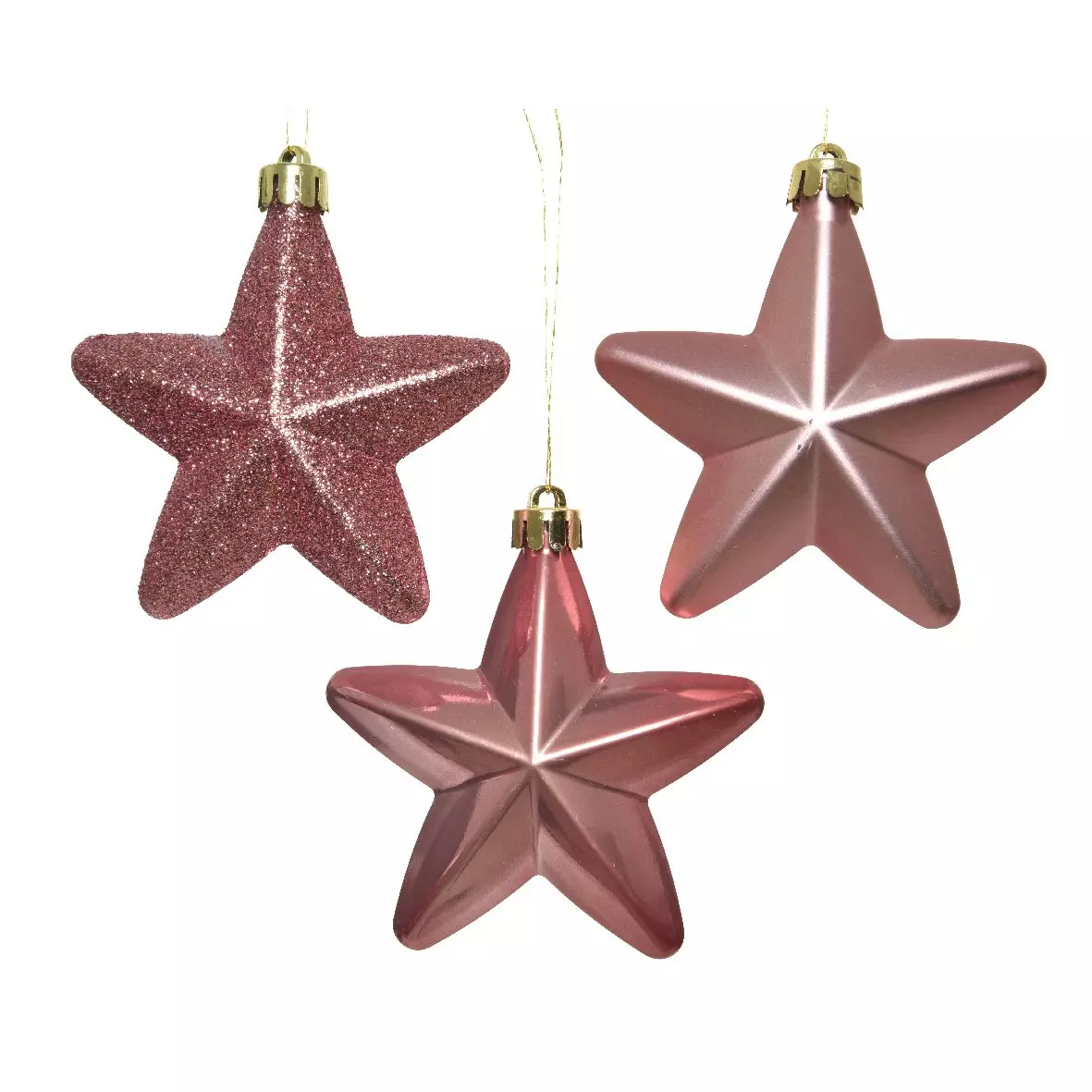 Lot de 6 étoiles de Noël à suspendre Alpine Vieux rose 1
