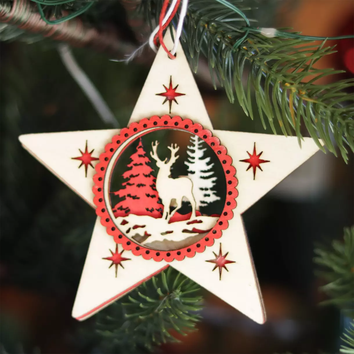 Kerstster Etoile opengewerkt om op te hangen naturelkleur 1