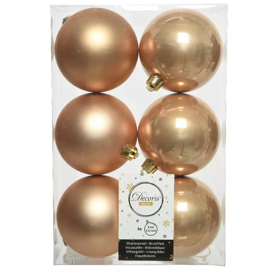 Lote de 6 bolas de Navidad (D80 mm) Alpine Caramelo 1