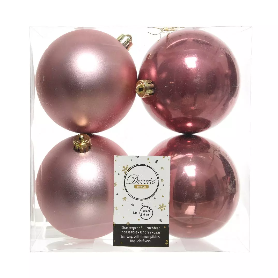 Lote de 4 bolas de Navidad (D100 mm) Alpine Rosa antiguo 1
