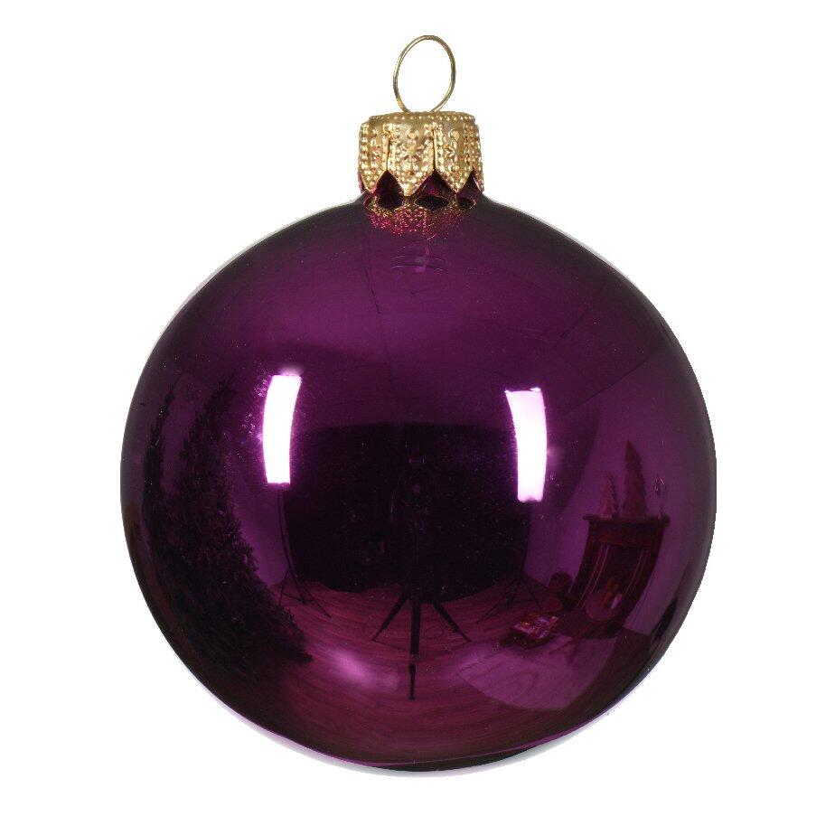 Lote de 6 bolas de Navidad en vidrio (D80 mm) Arctique brillantes Violeta  1