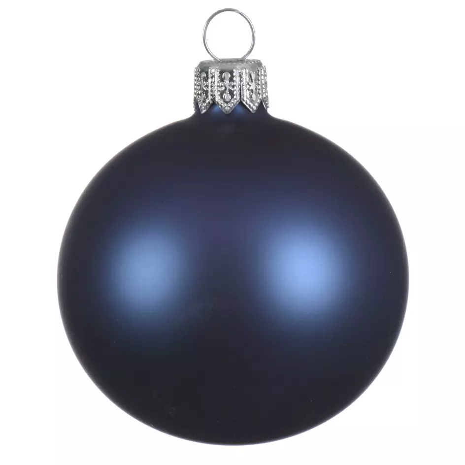 Lot de 4 boules de Noël en verre (D100 mm) Arctique mates Bleu nuit  1