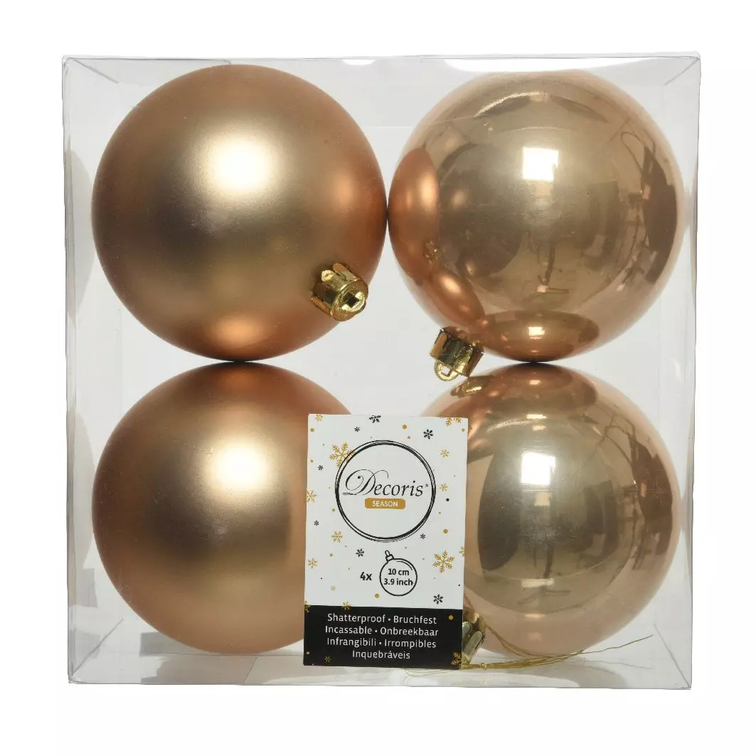 Lot de 4 boules de Noël (D100 mm) Alpine Caramel 1