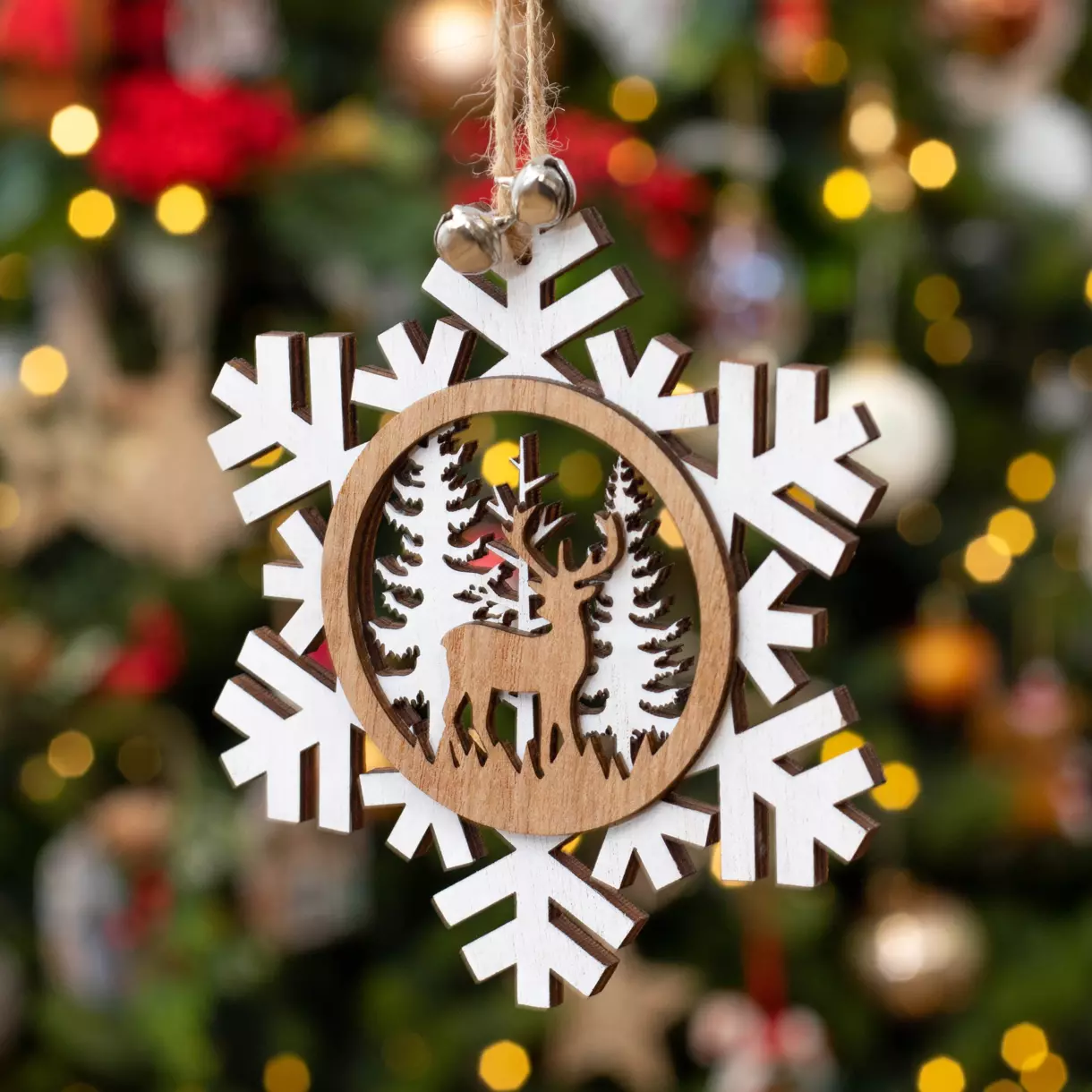 Copo de Navidad para colgar Reno Blanco 1