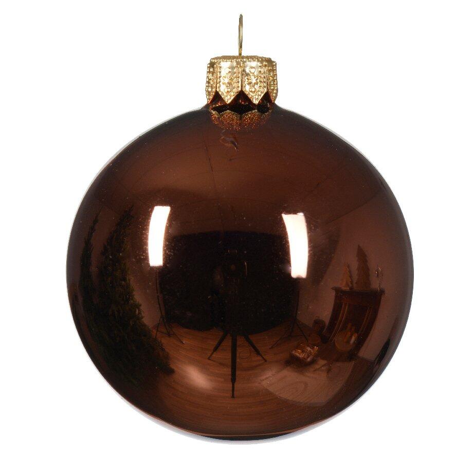Lot de 4 boules de Noël en verre (D100 mm) Arctique brillantes Brun café  1