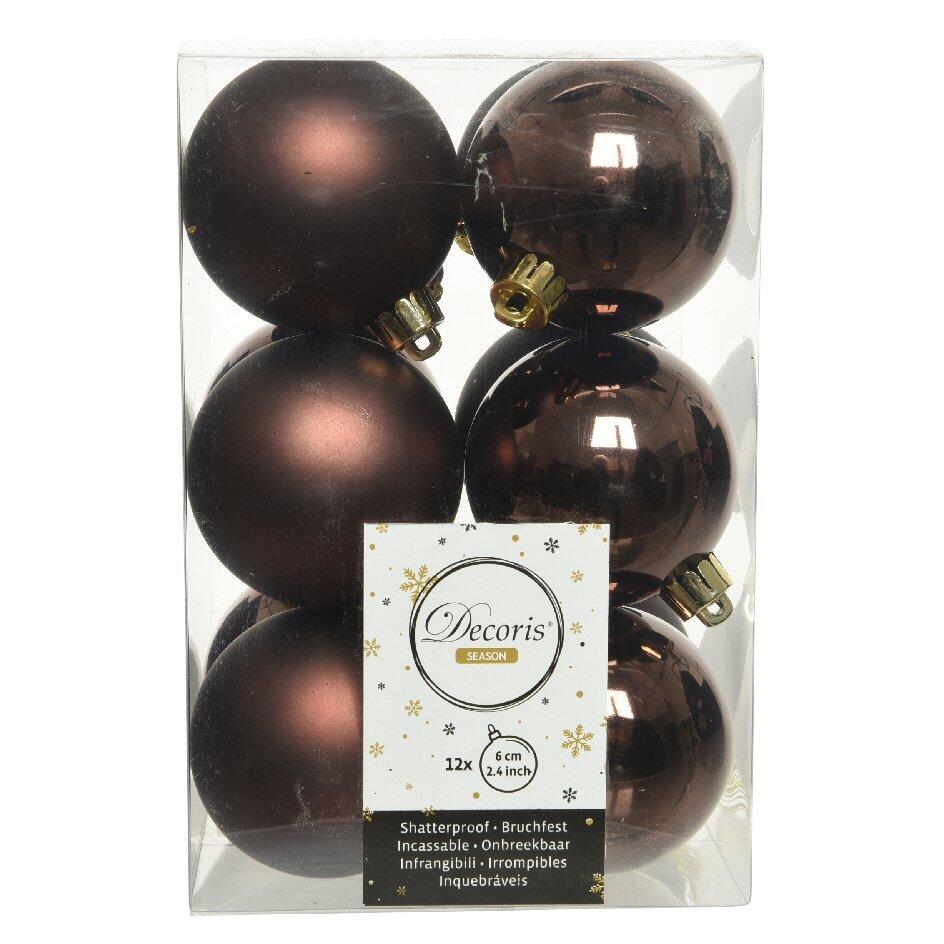 Confezione di 12 palline di Natale (D60 mm) Alpine Marrone scuro 1
