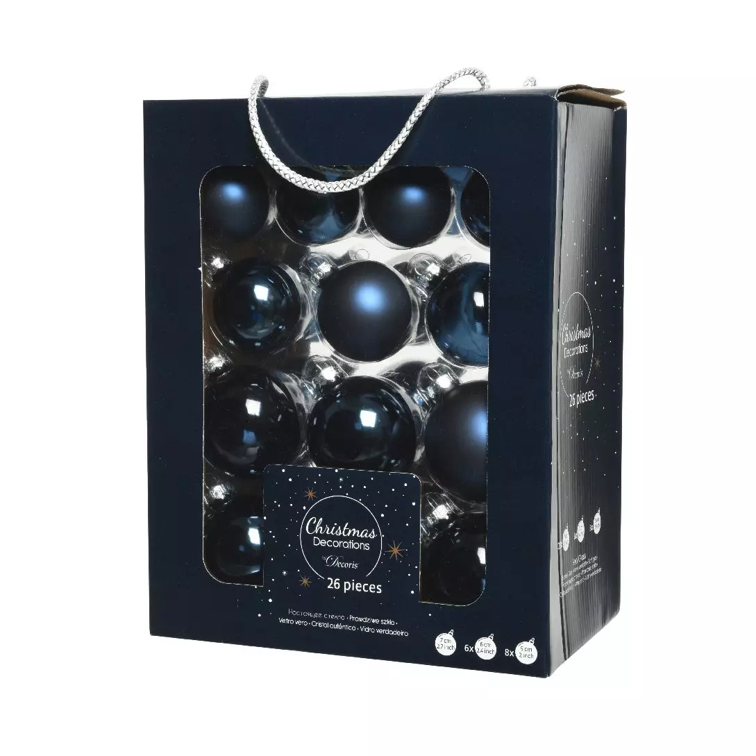 Lote de 26 bolas de Navidad (D70 mm) (D60 mm) (D50 mm) Cristal Medianoche 1