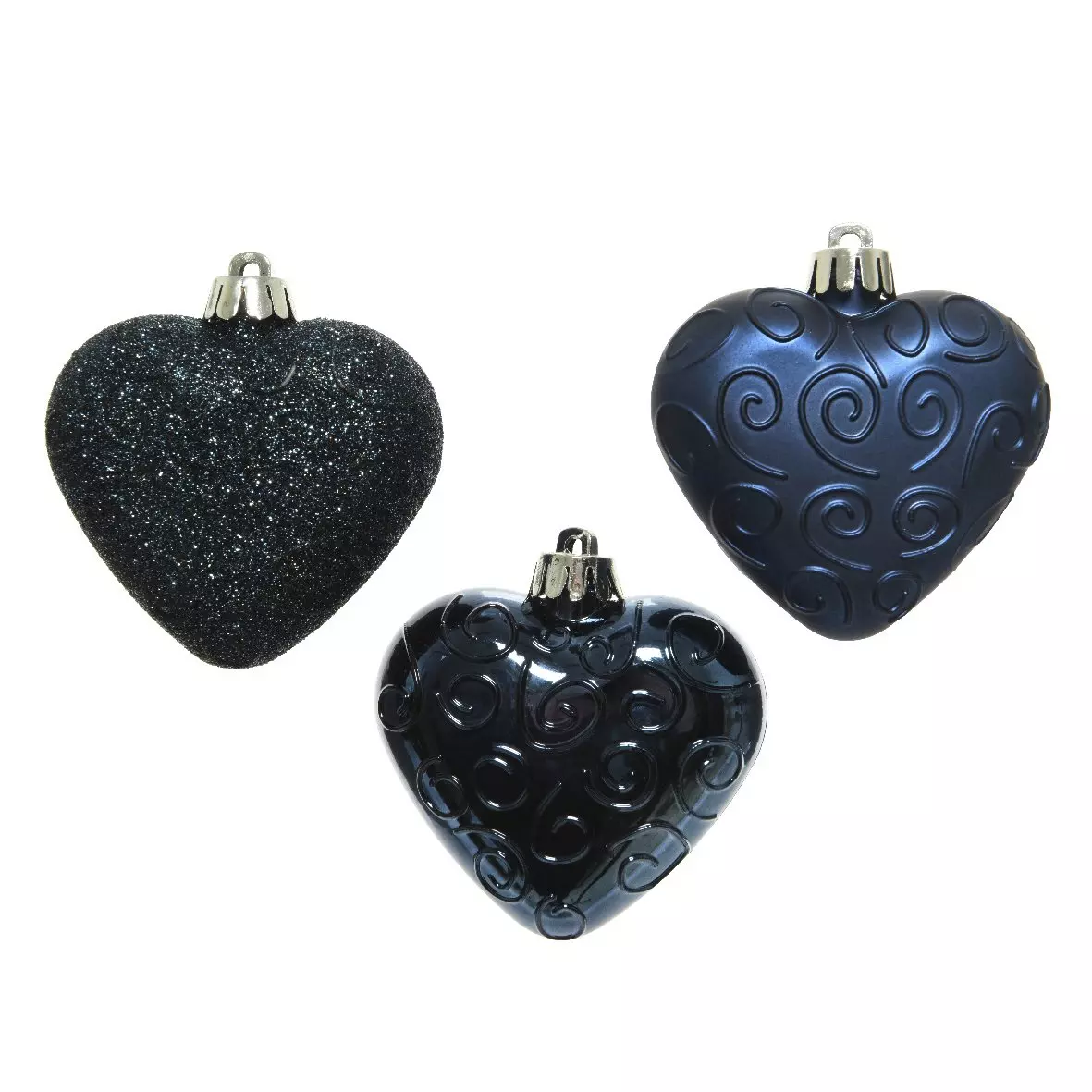 Lote de 6 corazones de Navidad para colgar Alpine Medianoche 1