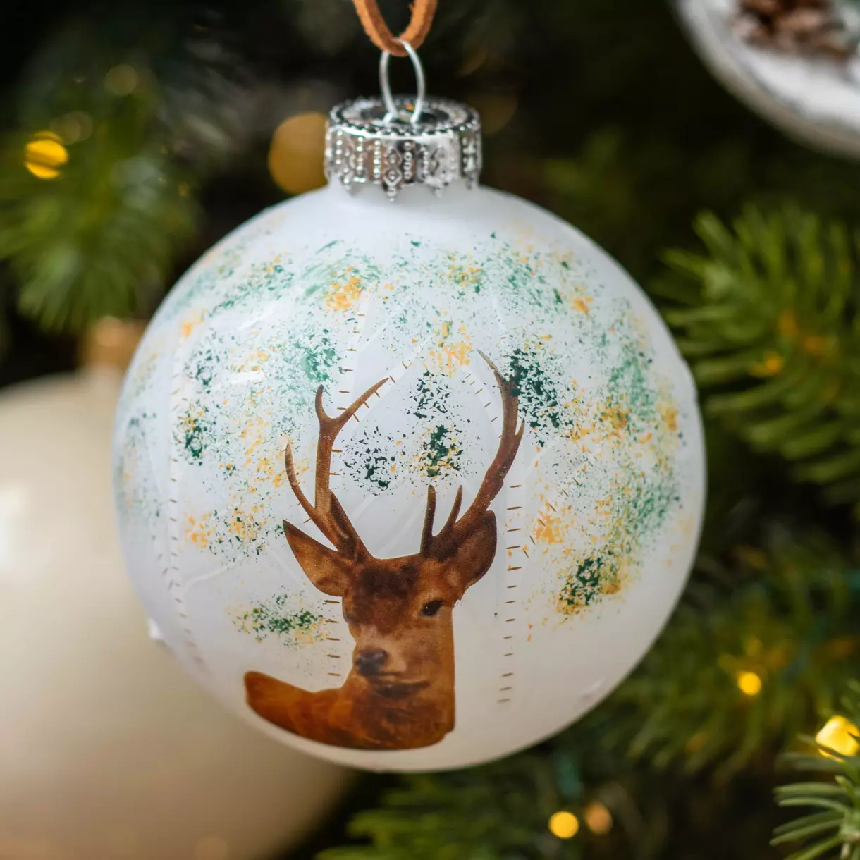 Lot de 3 boules de Noël (D80 mm) en verre Comète  Blanc 1