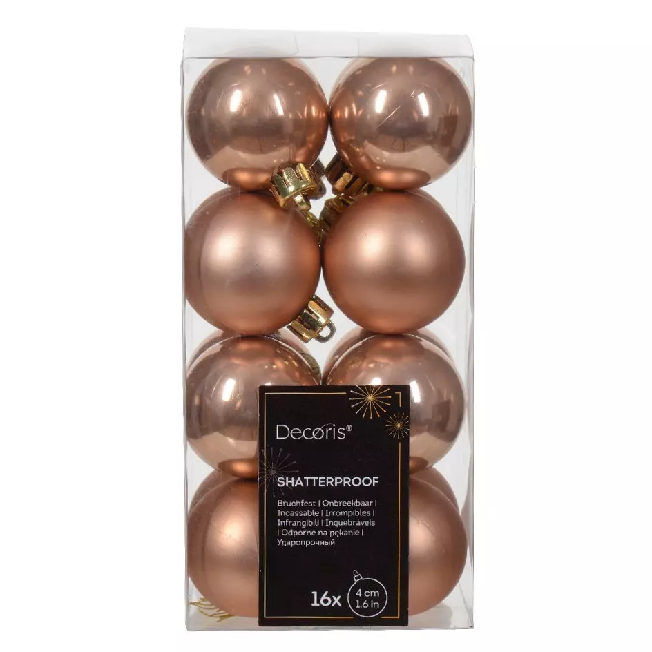 Lot de 16 boules de Noël (D40 mm) Alpine Rose pétillant 1
