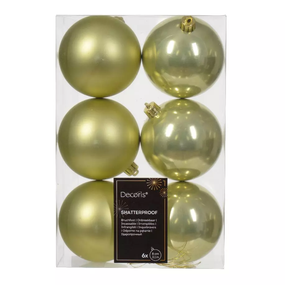 Set van 6 kerstballen (D80 mm) Alpine Pistachegroen 1