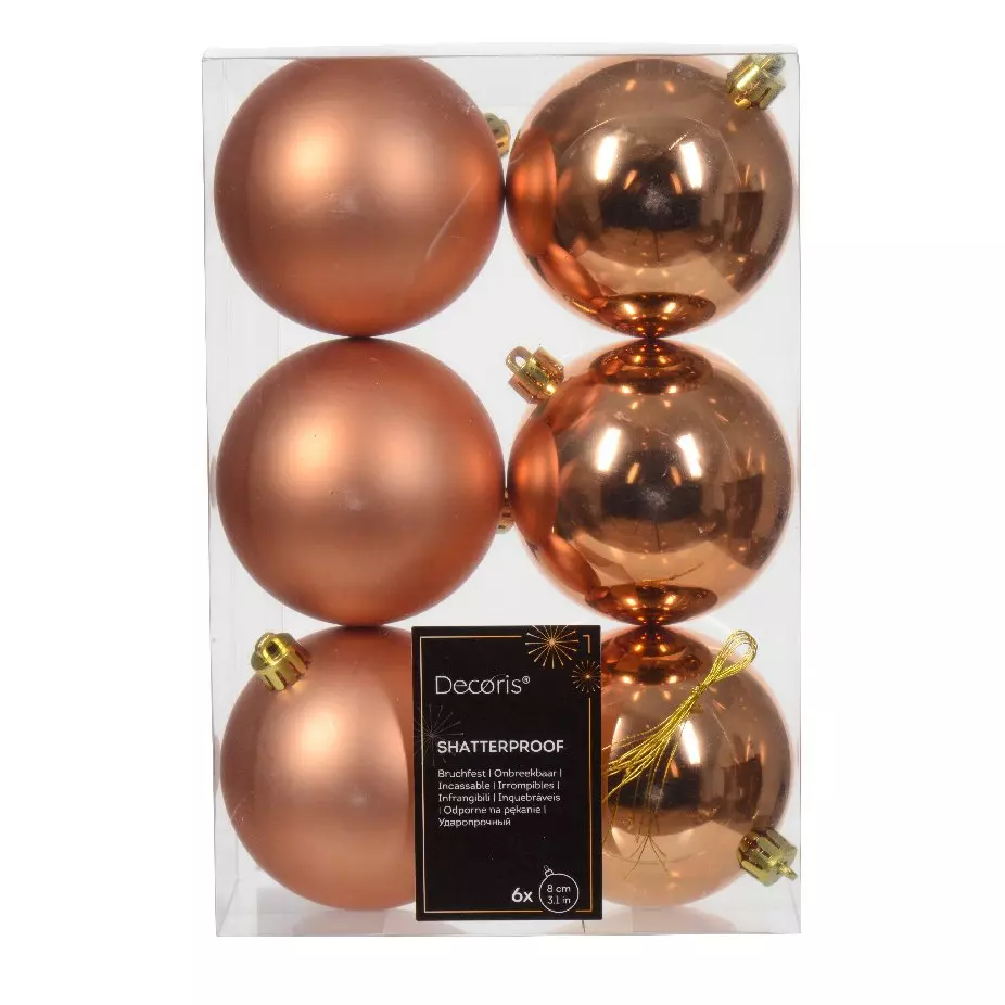Lot de 6 boules de Noël (D80 mm) Alpine Rouge cuivré 1