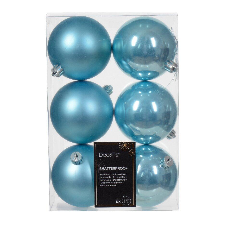 Lote de 6 bolas de Navidad (D80 mm) Alpine Azul destello 1