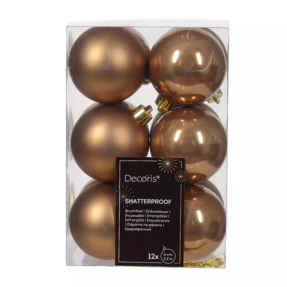 Lot de 12 boules de Noël (D60 mm) Alpine Brun gingembre 1