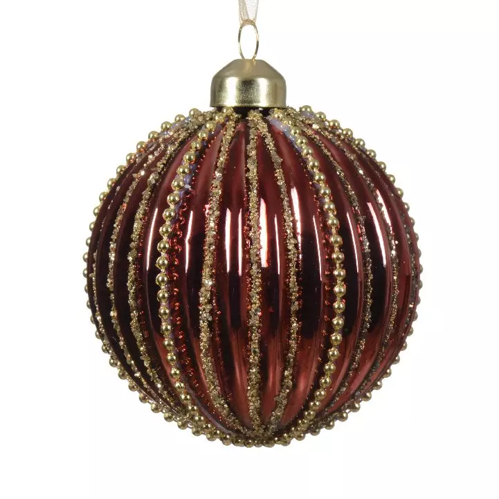 Lot de 3 boules de Noël (D80 mm) en verre Pax Bordeaux 1