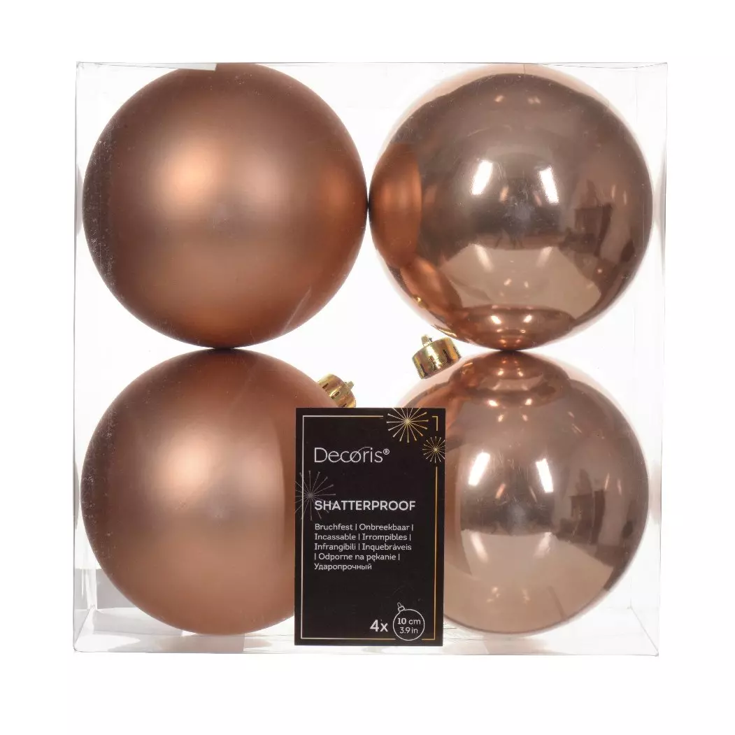 Lote de 4 bolas de Navidad (D100 mm) Alpine Rosa destelleante 1