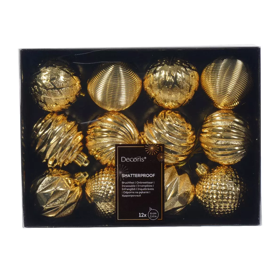 Lot de 12 boules de Noël (D60 mm) Jem Or 1