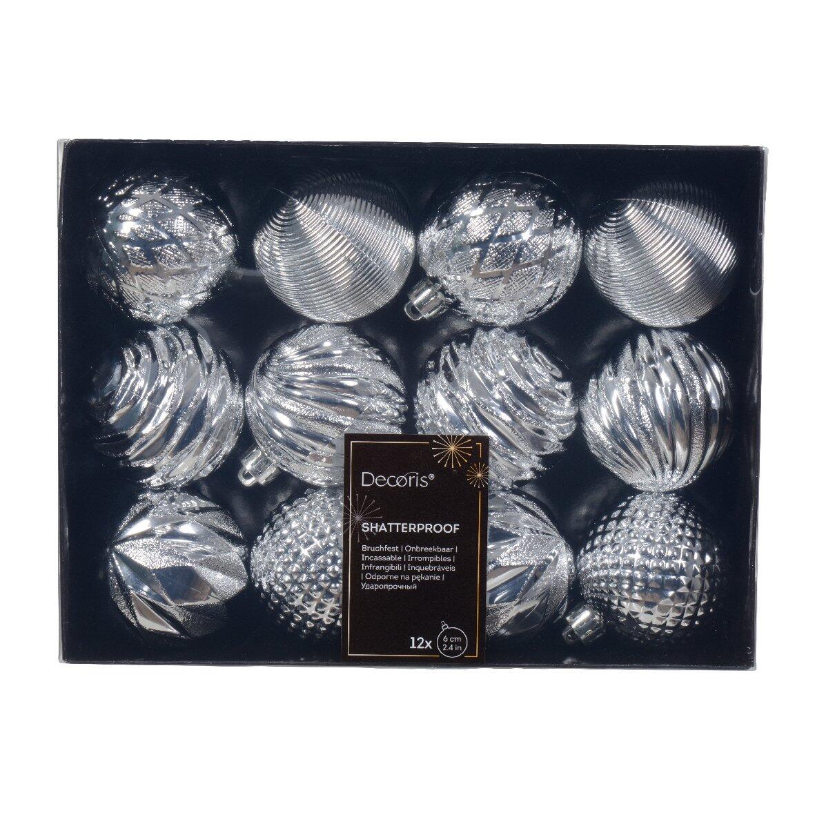 Set van 12 kerstballen (D60 mm) Jem zilver 1