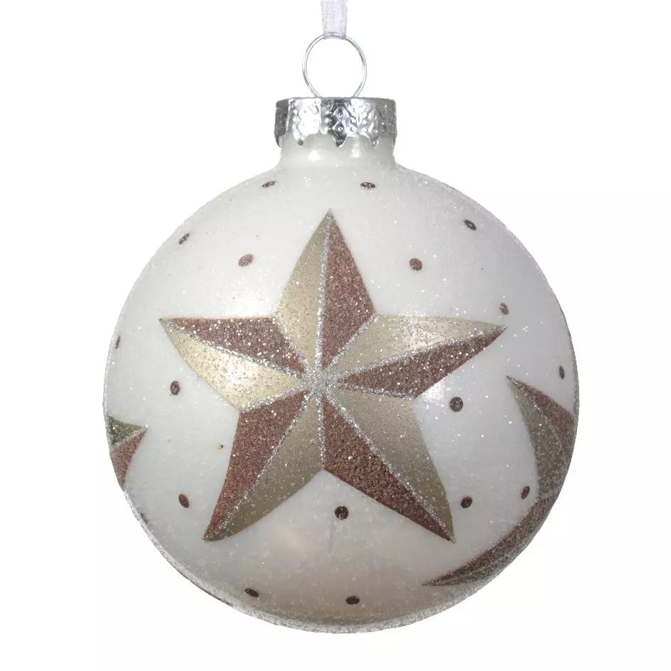 Lote de 3 bolas de Navidad (D80 mm) en vidrio Bélia Blanco 1