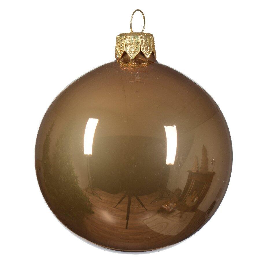 Lot de 6 boules de Noël en verre (D80 mm) Arctique brillantes Brun gingembre  1