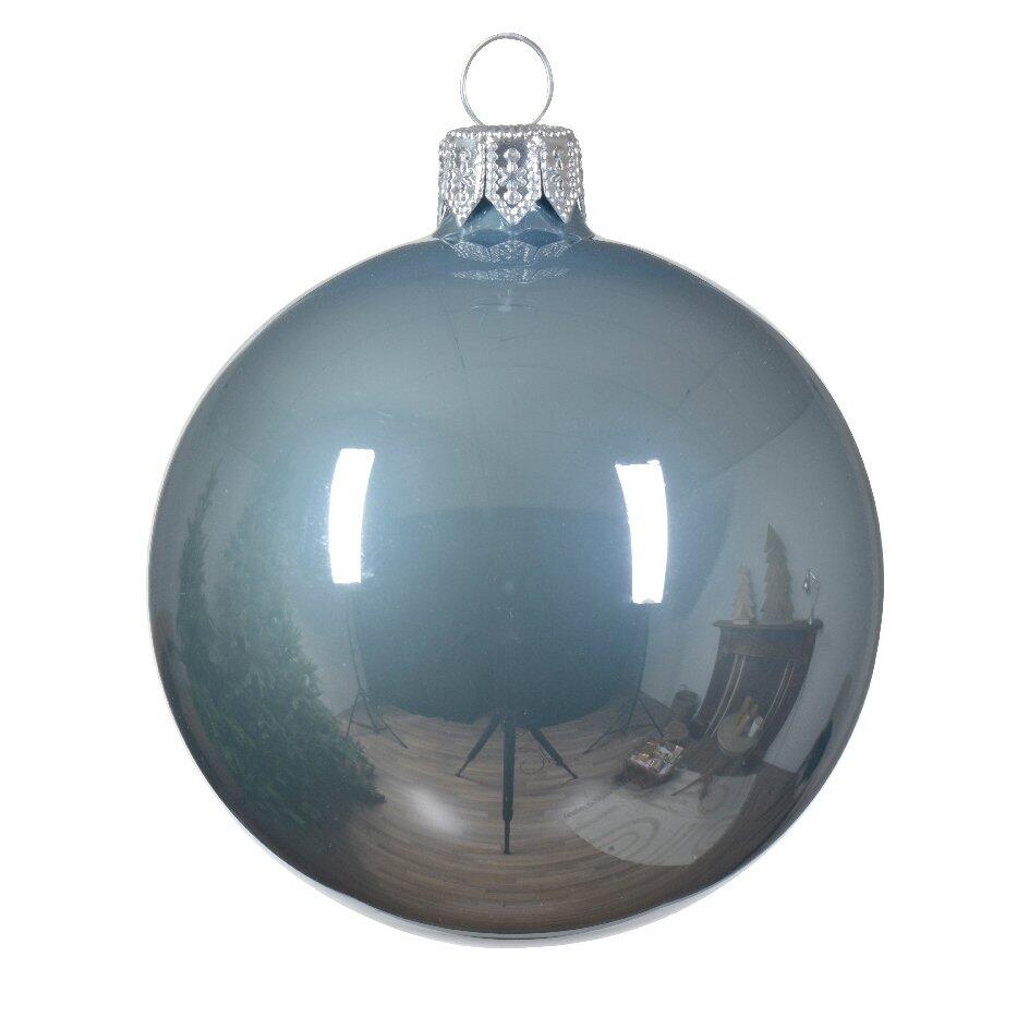 Lote de 6 bolas de Navidad en vidrio (D80 mm) Arctique brillantes   1