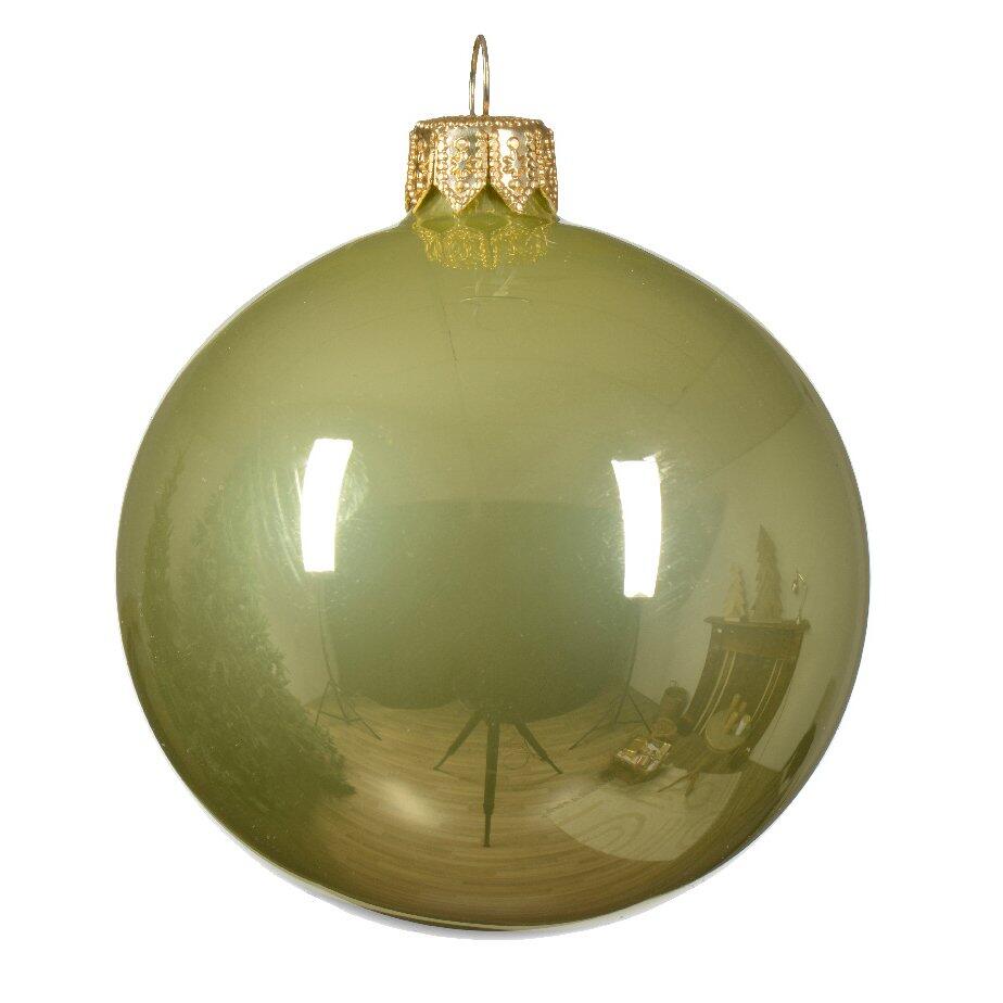 Lote de 6 bolas de Navidad en vidrio (D80 mm) Arctique brillantes Pistacho  1