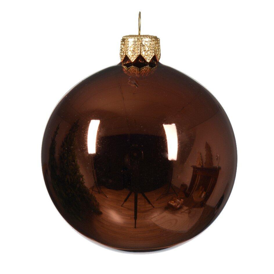 Lot de 6 boules de Noël en verre (D80 mm) Arctique brillantes Brun café  1