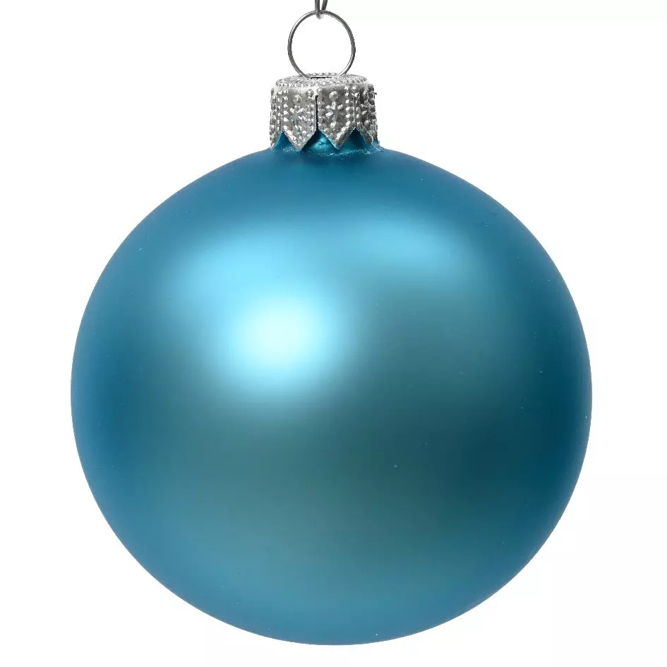 Lote de 6 bolas de Navidad en vidrio (D80 mm) Arctique mates Azul destello  1