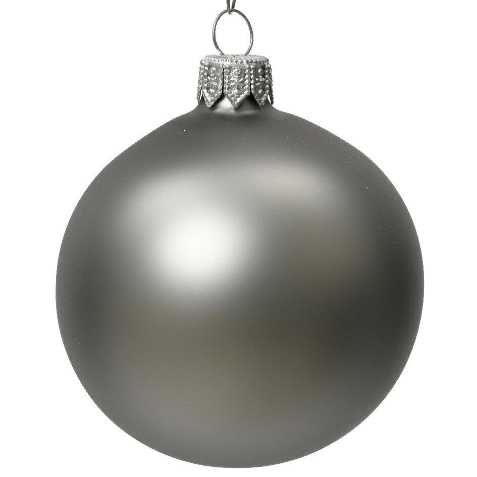 Lotto di 6 palline di Natale di vetro (D80 mm) Arctique opache Grigo marmo 1
