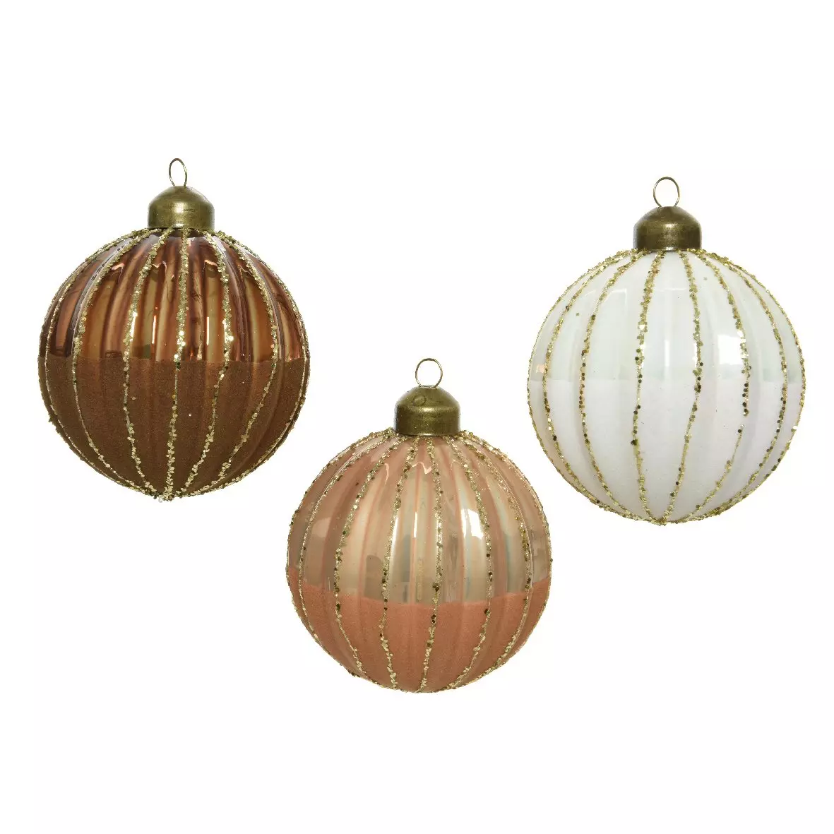 Lote de 3 bolas de Navidad (D80 mm) en vidrio Aro  1