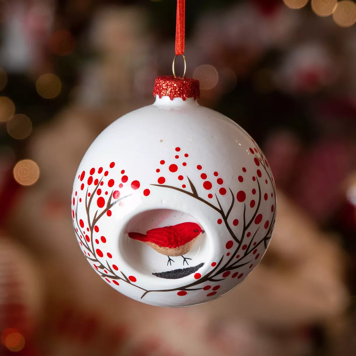 Lot de 3 boules de Noël (D80 mm) en verre Sweets Blanc 1