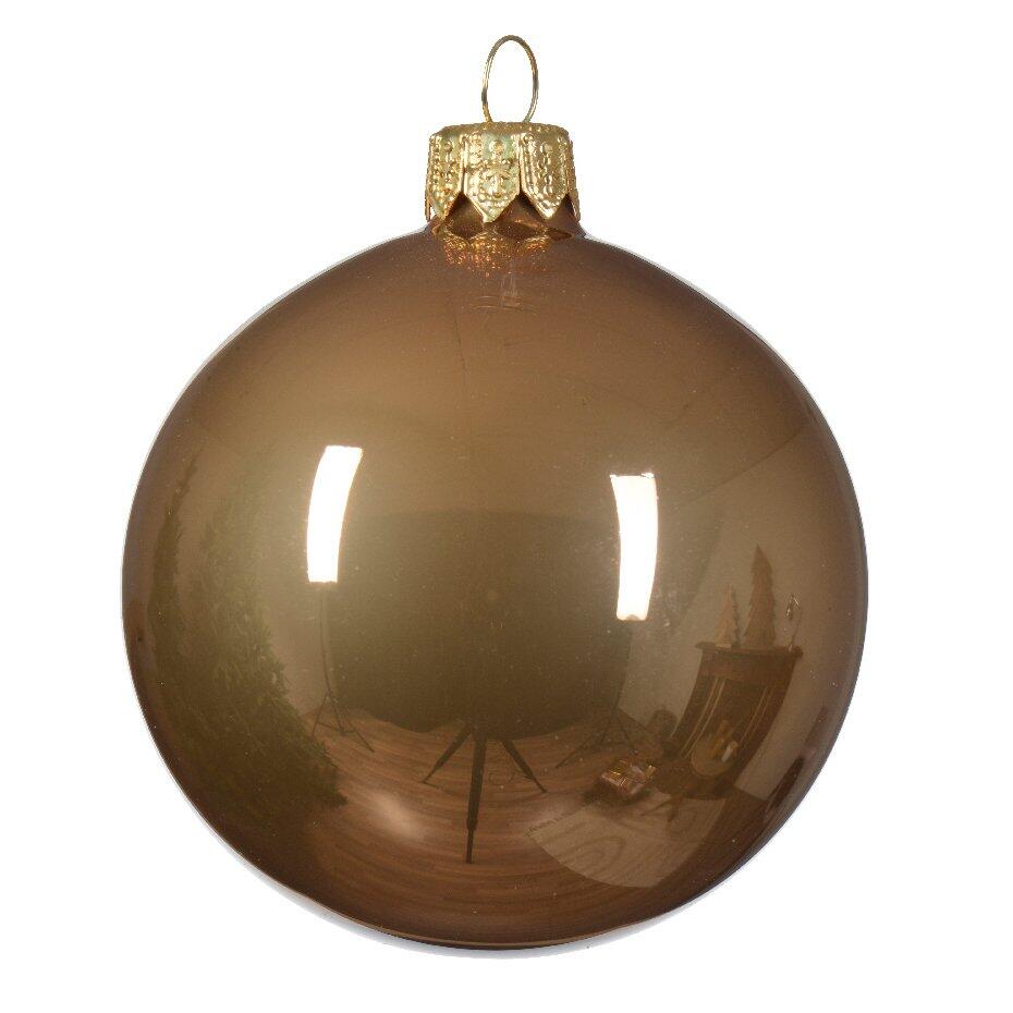 Lot de 4 boules de Noël en verre (D100 mm) Arctique brillantes Brun gingembre  1