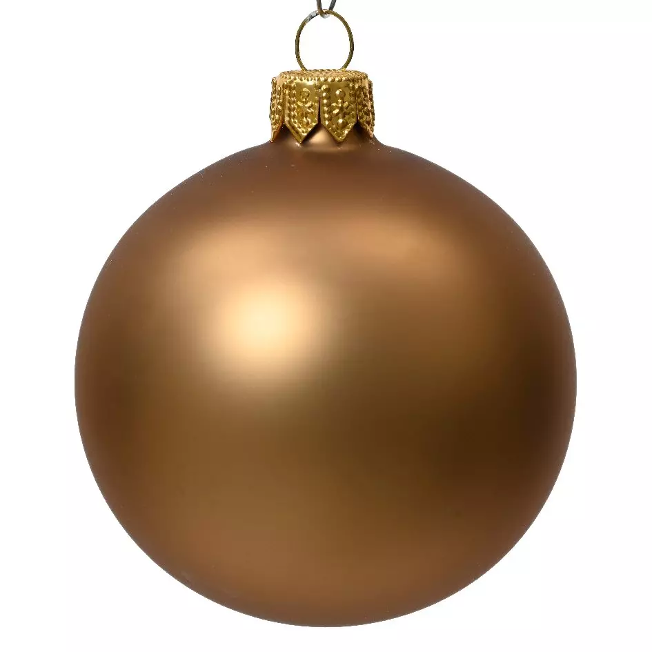 Lote de 4 bolas de Navidad en vidrio (D100 mm) Arctique mate Café jengibre  1