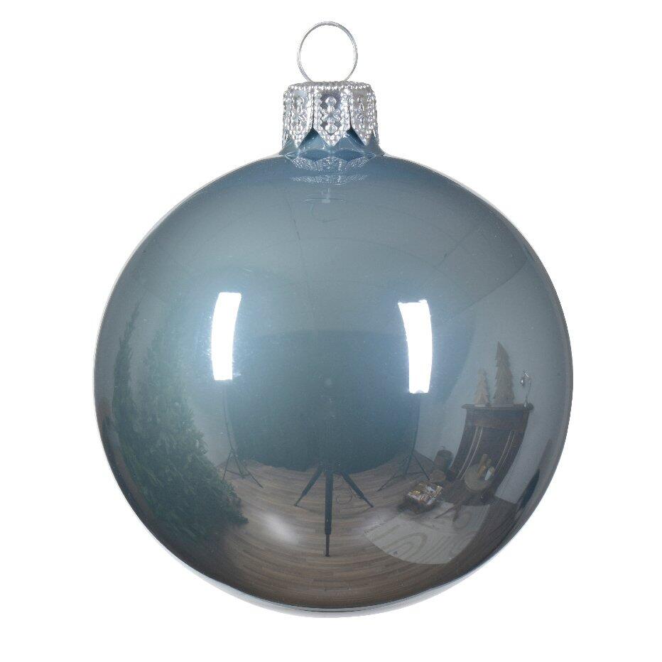 Lotto di 4 palline di Natale di vetro (D100 mm) Arctique lucide Blu vaporoso 1