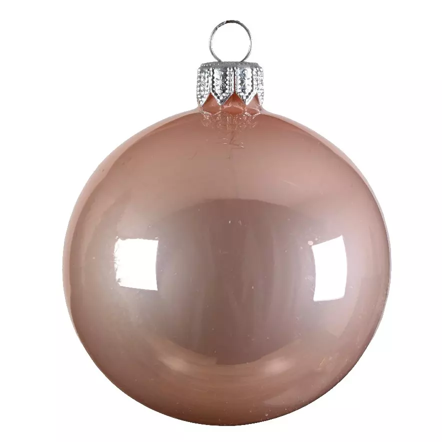 Lote de 4 bolas de Navidad en vidrio (D100 mm) Arctique brillantes Rosa destelleante  1