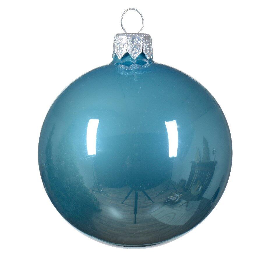 Lote de 4 bolas de Navidad en vidrio (D100 mm) Arctique brillantes Azul destello  1