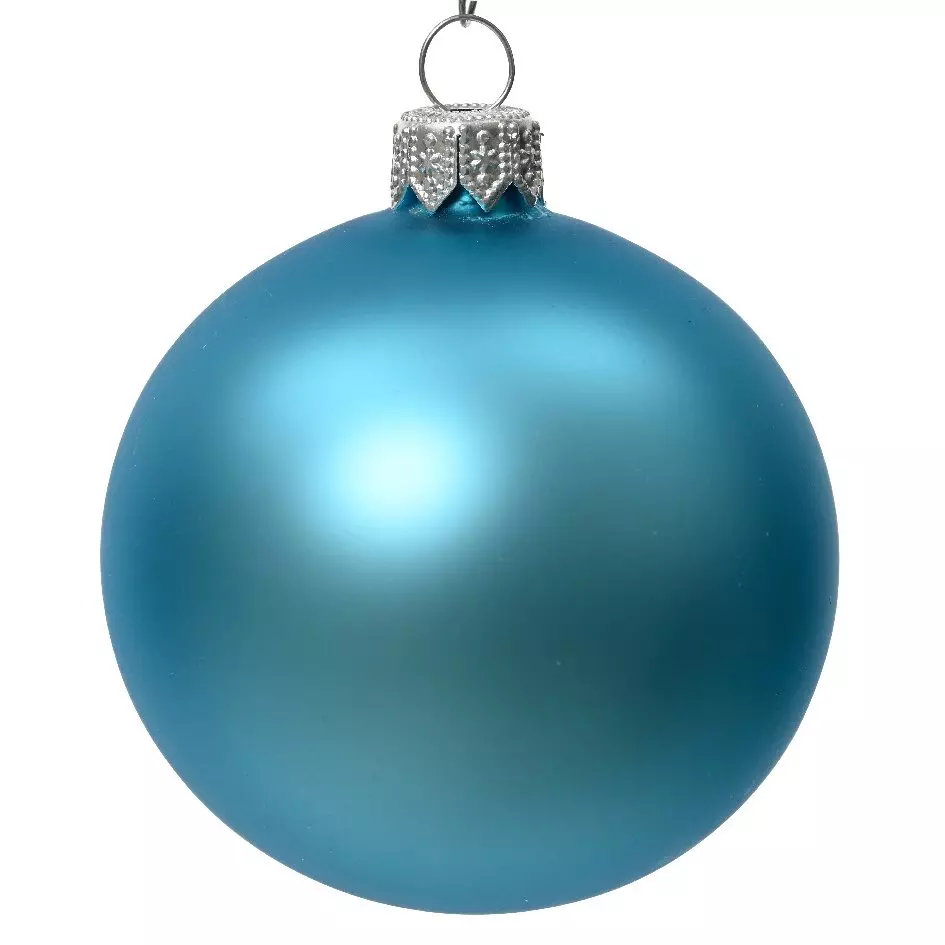 Lote de 4 bolas de Navidad en vidrio (D100 mm) Arctique mate Azul destello  1