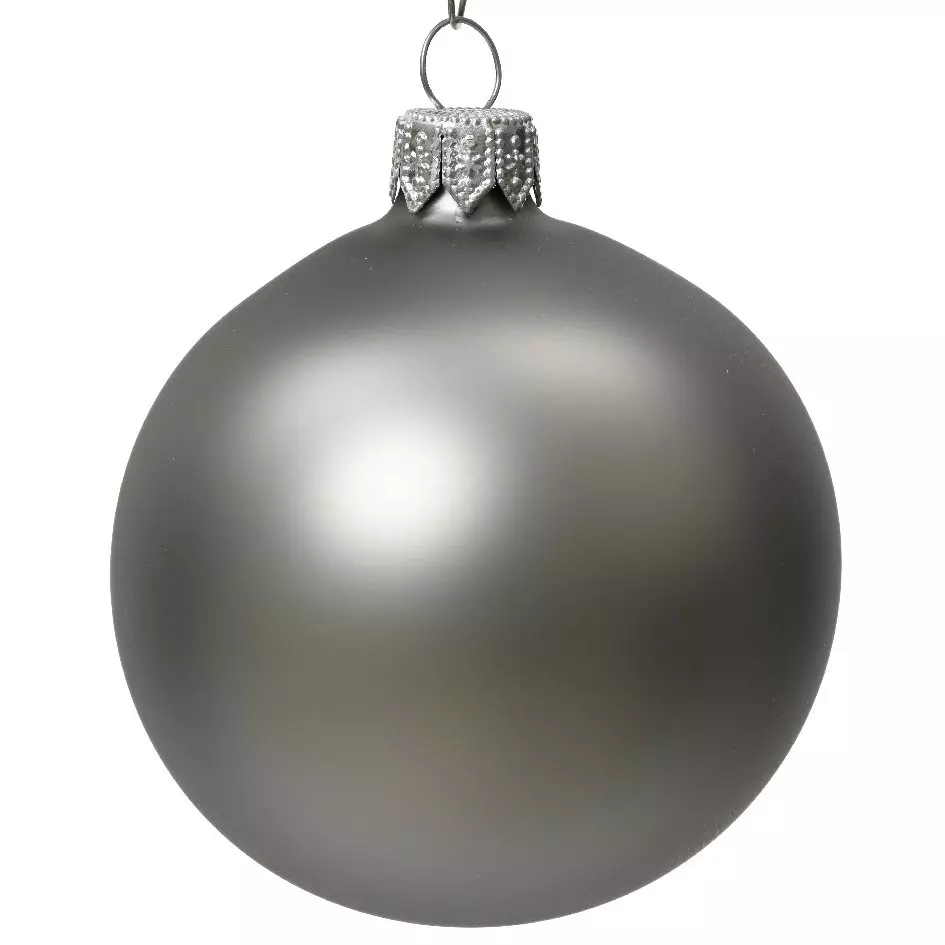 Lot de 4 boules de Noël en verre (D100 mm) Arctique mate Gris marbre  1