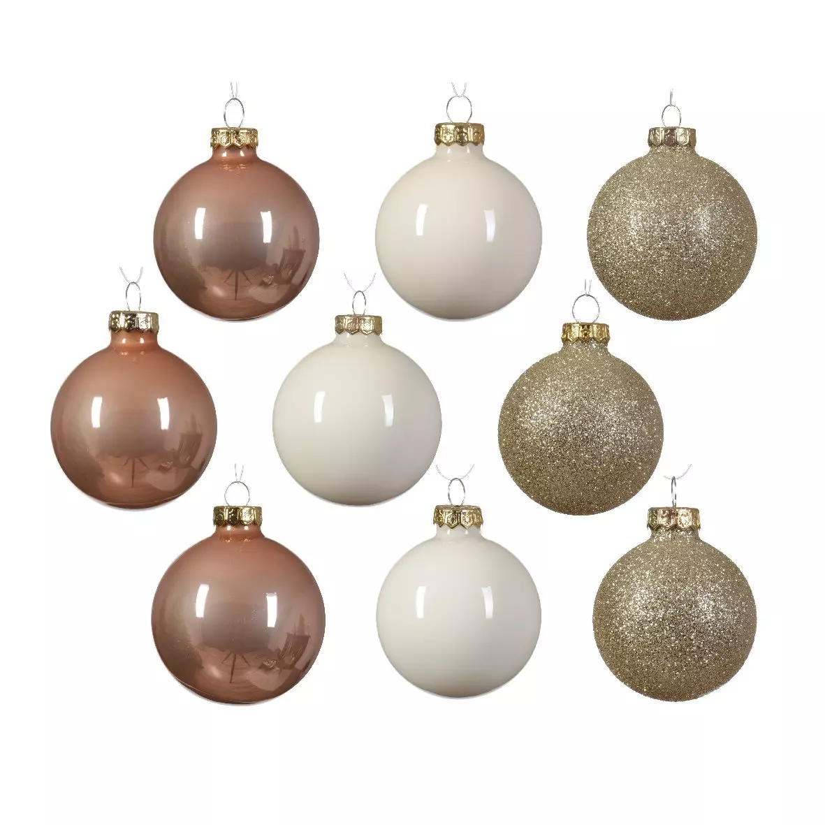 Lote de 21 bolas de Navidad (D70 mm) Cristal en vidrio Perla 1