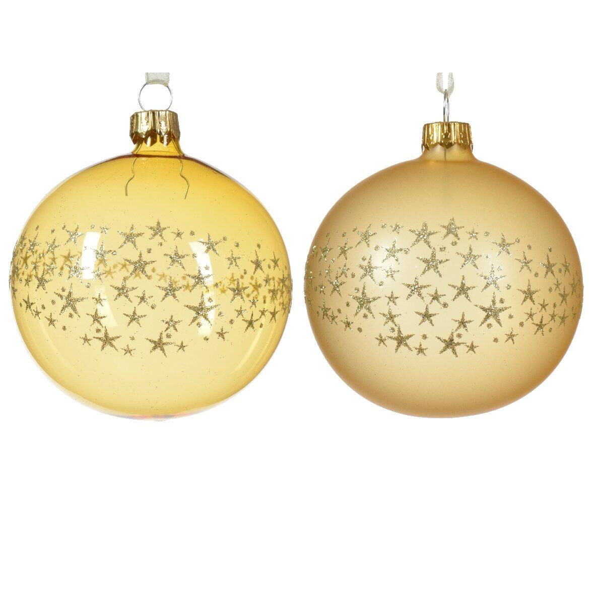 Confezione di 6 palline di Natale (D80 mm) in vetro Corona stellata Oro 1