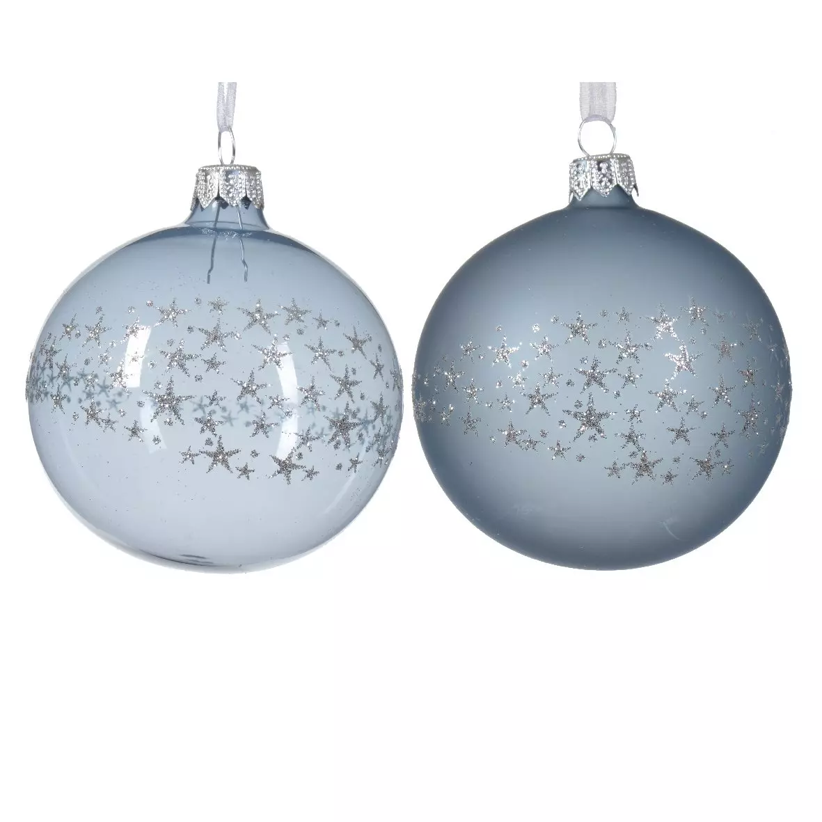 Lote de 6 bolas de Navidad (D80 mm) en vidrio Couronne d'étoiles 1