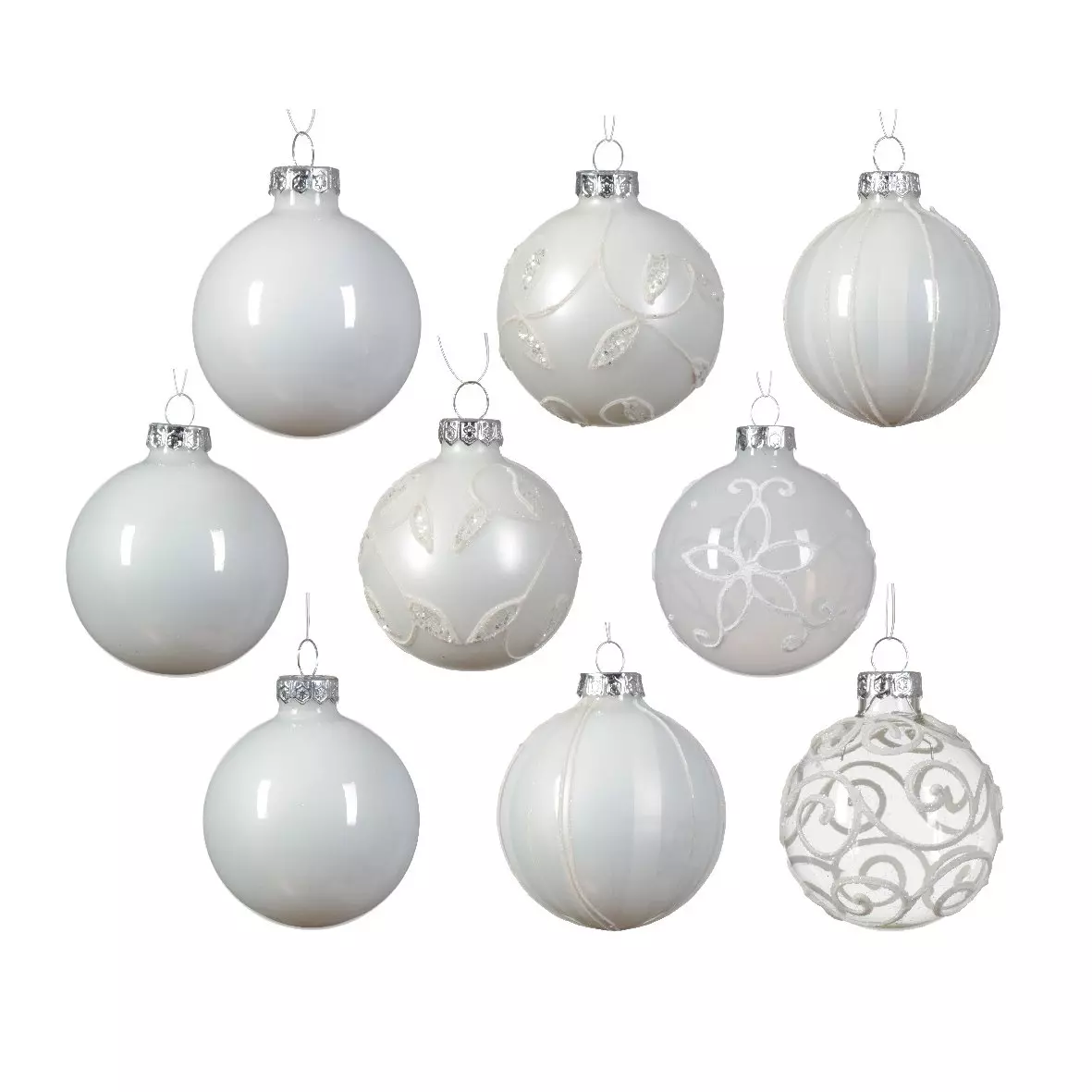 Lote de 13 bolas de Navidad (D70 mm) Cristal en vidrio Blanco 1
