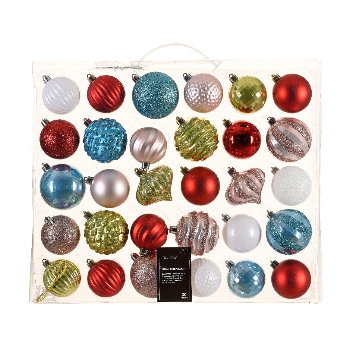 Kit de decoración para árbol de Navidad Agéna Blanco,azul brillante, Pistache, Rojo y Rosa palo 1