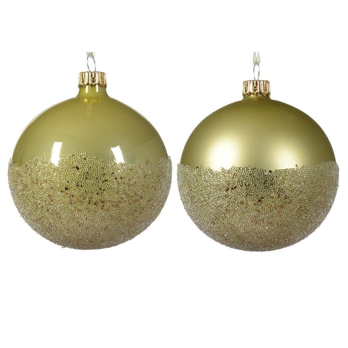 Set van 6 kerstballen (D80 mm) en verre Gléa Pistachegroen 1
