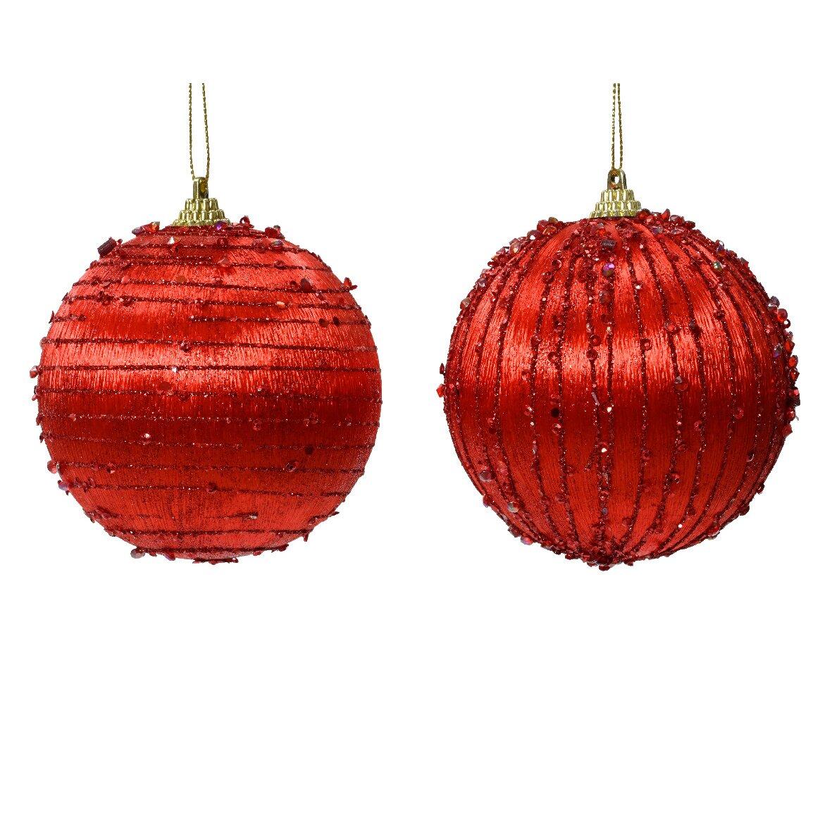 Lote de 12 bolas de Navidad (D80 mm) Brilla Rojo 1