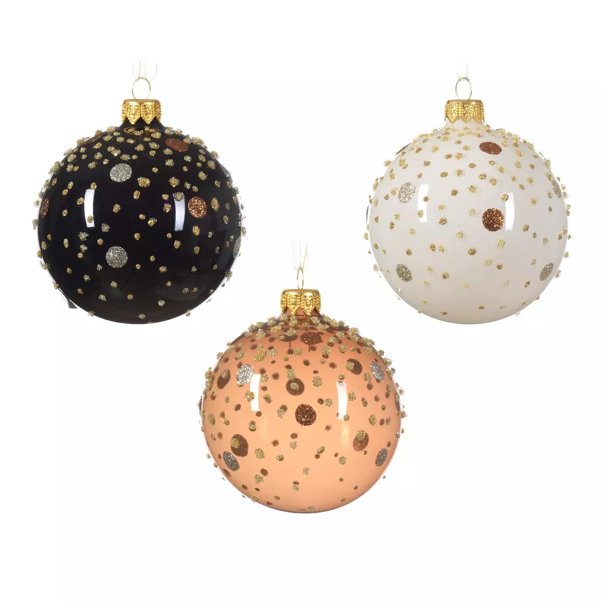 Lote de 6 bolas de Navidad (D80 mm) en vidrio Lumia Negro 1