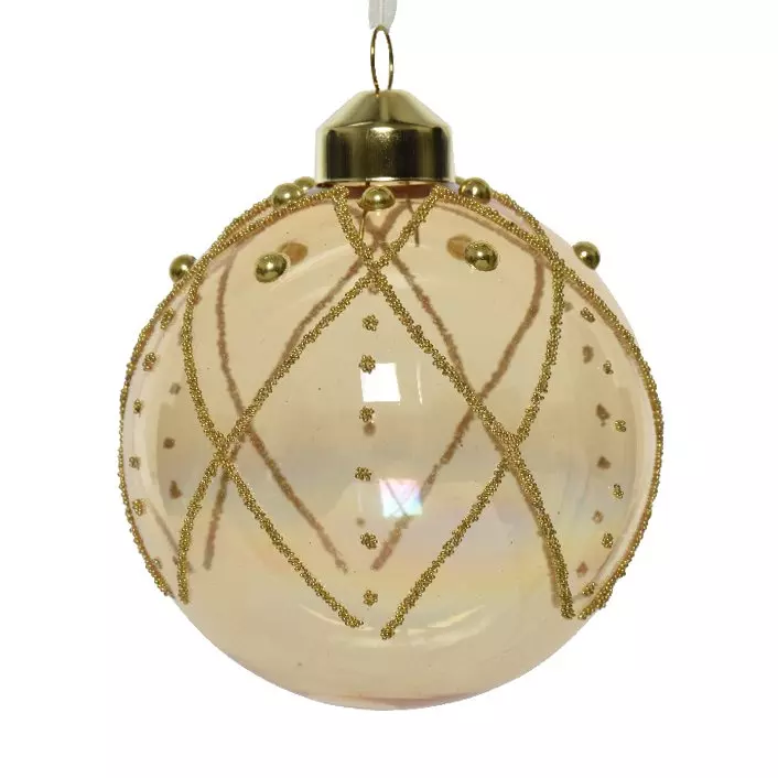 Set van 3 kerstballen (D80 mm) en verre Vernia parelwit 1