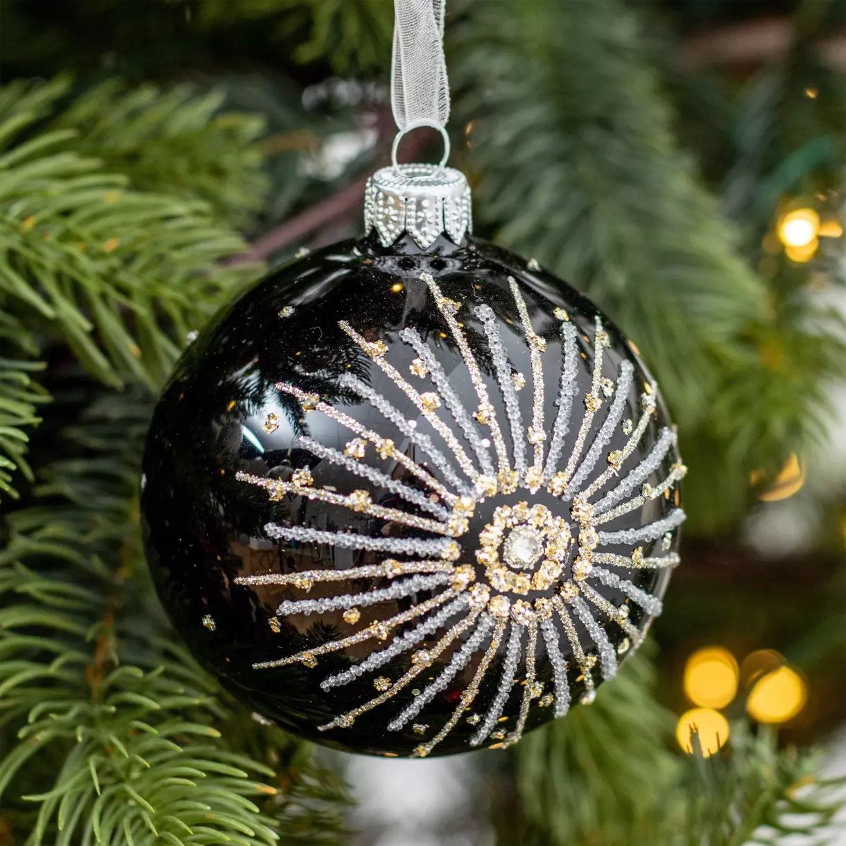 6er Set Weihnachtskugeln (D80 mm) aus Glas Polarstern  1