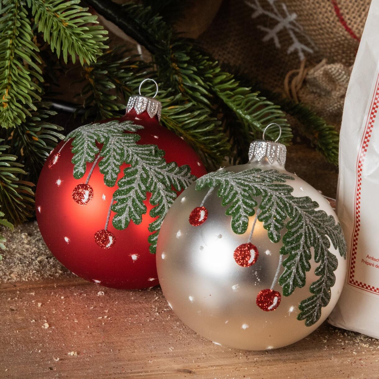 Confezione di 6 palline di Natale (D80 mm) in vetro Baies Rosso 1