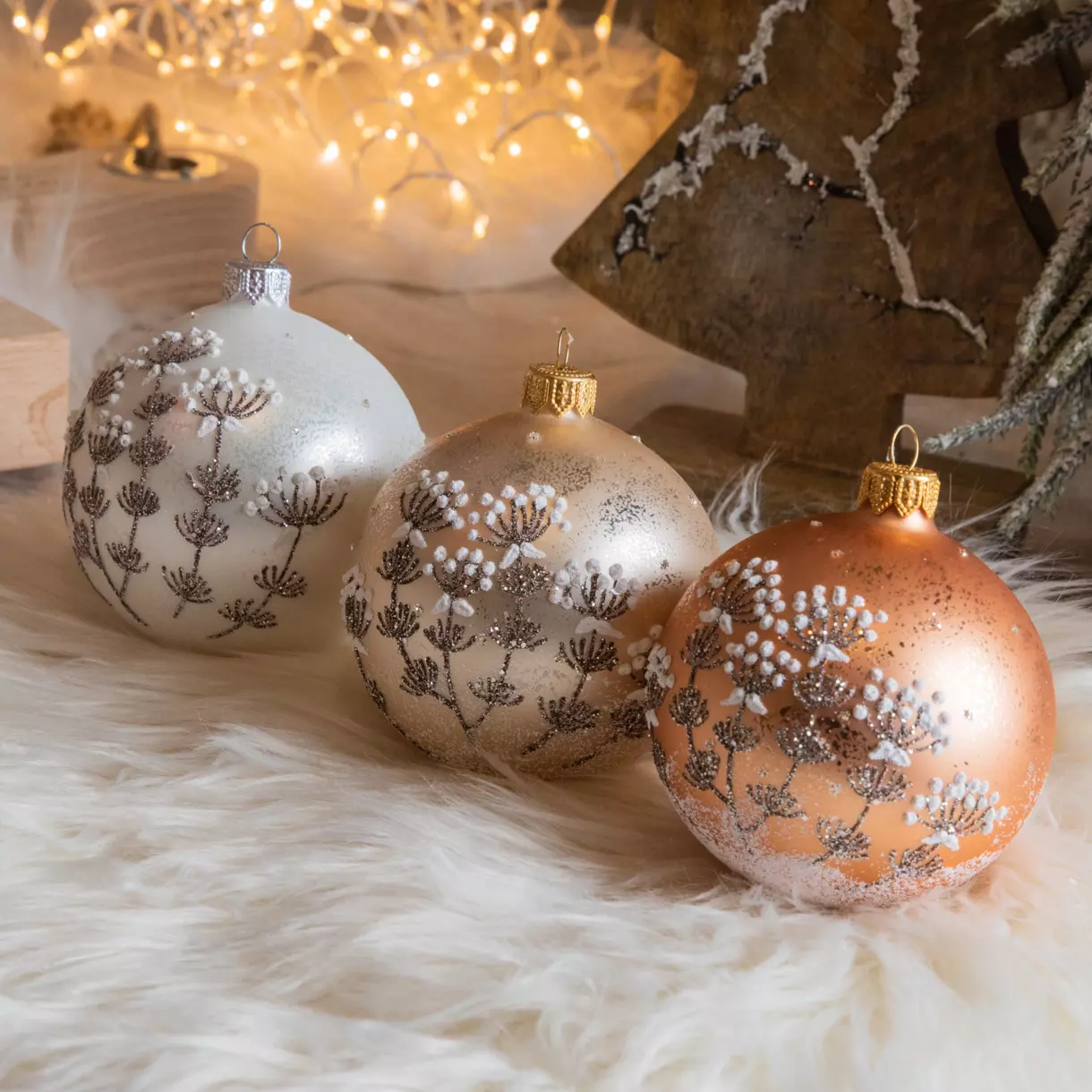 Lote de 6 bolas de Navidad (D80 mm) en vidrio Blio  1